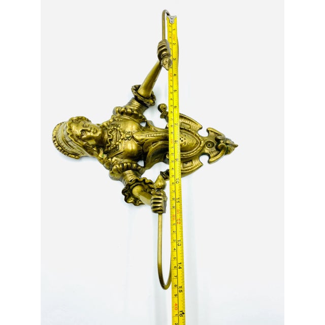 Mid 20th Century Victorian Style Brass Towel Holder With Woman Holding Rack For Sale - Image 11 of 12