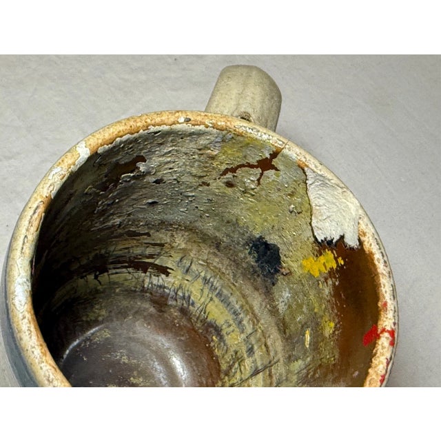 Beige Rare Antique 19th Century Cobalt Glazed Stoneware Pottery Dining Mug Cup Jug For Sale - Image 8 of 9