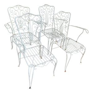 Provencal Wrought Iron Armchairs, 1960s, Set of 4