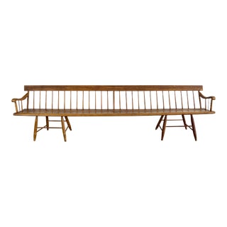 Antique Extra Long 10 Ft Spindle Back Wood Deacons Bench For Sale
