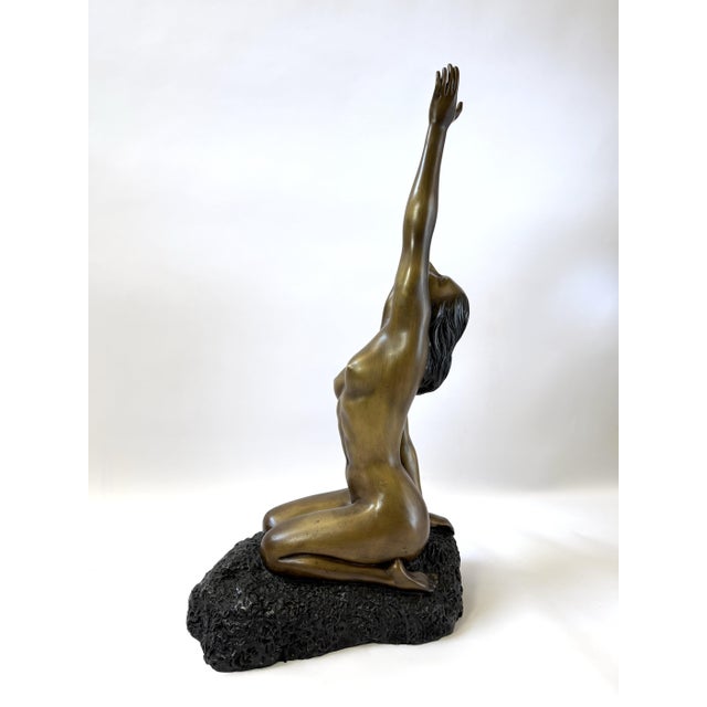 Mid 20th Century Nude Woman on Rock - Bronze - 29" For Sale - Image 5 of 11