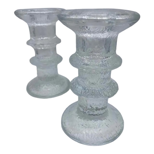 Mid Century Timo Sarpaneva for Iittalia Glass "Festivo" Candlestick Holders - Pair For Sale