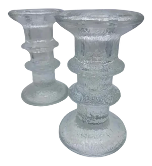 Mid Century Timo Sarpaneva for Iittalia Glass "Festivo" Candlestick Holders - Pair