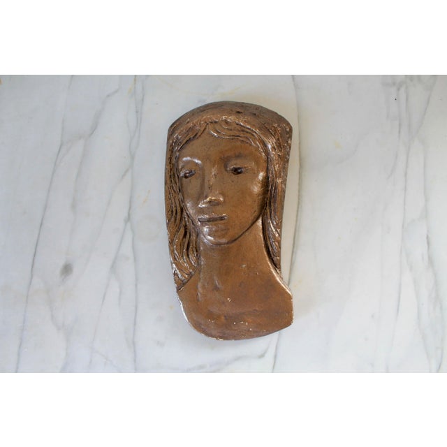 Vintage Female Plaster Wall Hanging For Sale - Image 4 of 9