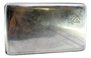 Silver Cigarette Case with Diagonal Bands Engravings