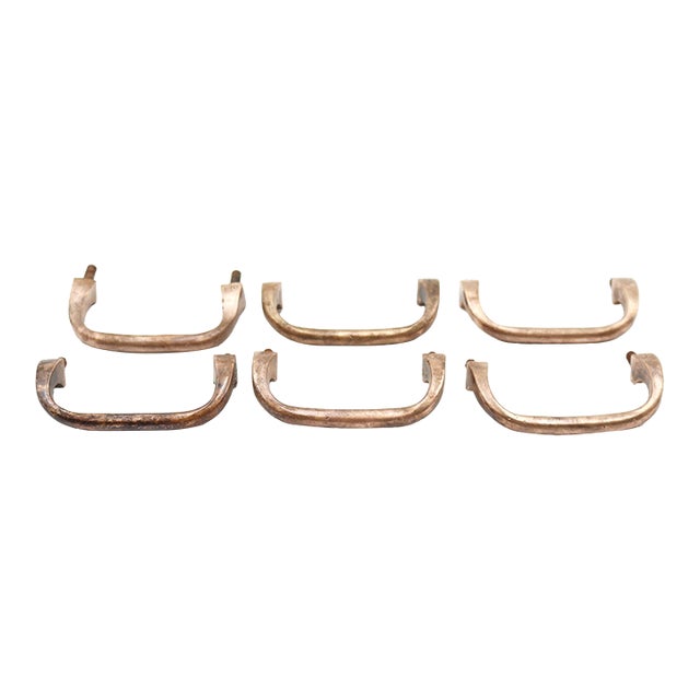 Set of Vintage 3.375 In. Brass Curved Bridge Drawer Pulls For Sale