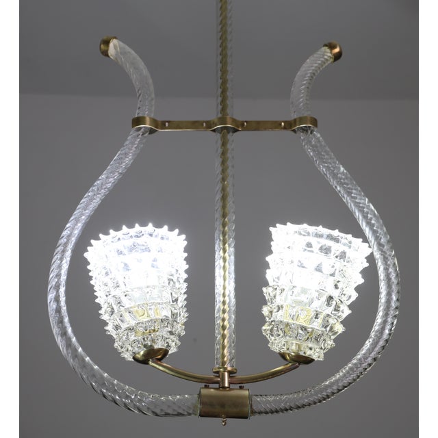 Transparent 1940s Amazing 2 Light Clear Rostrato Murano Glass Chandelier by Barovier & Toso For Sale - Image 8 of 15