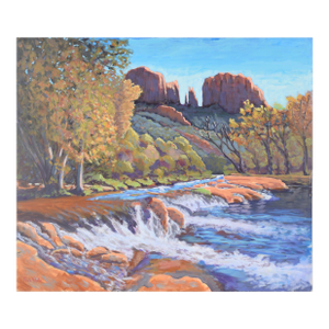 River in the Desert - Western Plein Aire Landscape in Acrylic on Board by Nick White