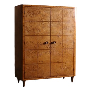 Art Deco Wardrobe in Burl Walnut, Italy, 1930s For Sale