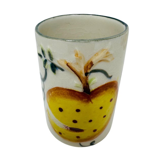 Mid-Century Japanese Hand-Painted Fruit Relief Pitcher & Tumbler Set - 6 Pieces For Sale - Image 9 of 14