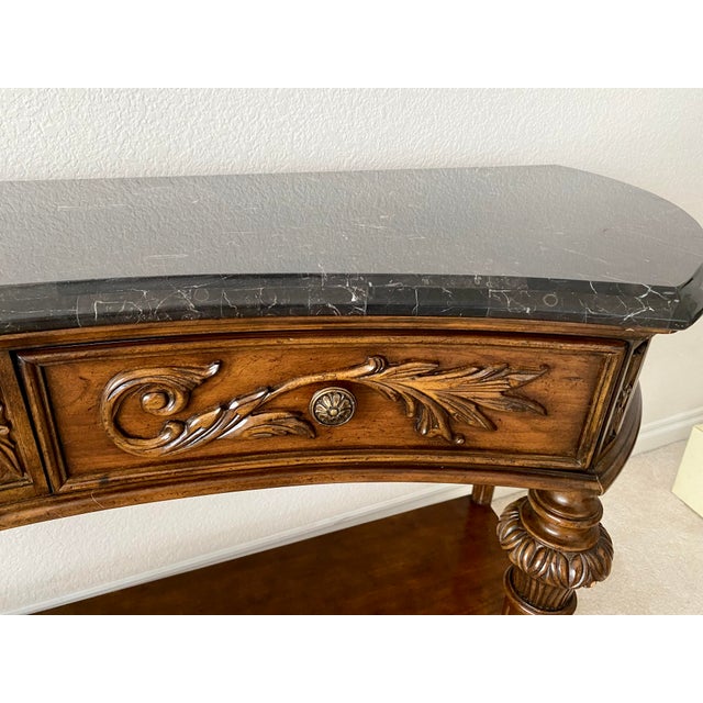 Brown Vintage Drexel Heritage "Talavera" Collection Demilune Serrano Console Table Excellent Condtion For Sale - Image 8 of 15