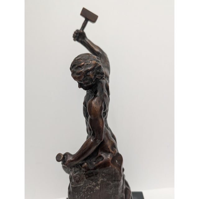 1950s Bronze Sculpture 'Self Made Man" by Bobbie Carlyle on Marble Base For Sale - Image 4 of 11