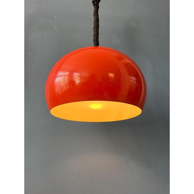 Large Vintage Space Age Red Metal Pendant Lamp For Sale - Image 4 of 11