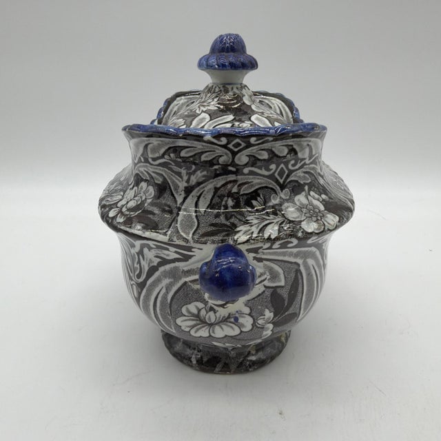 Antique Salopian-Type Black Transferware Covered Sugar Bowl, Staffordshire, Circa 1820s For Sale - Image 4 of 18