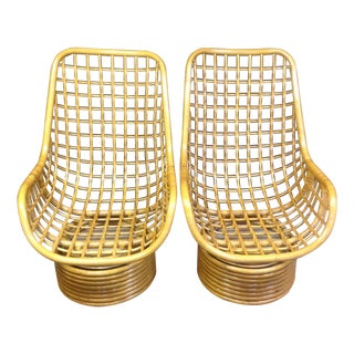 Vintage Bamboo Swivel Rockers - a Pair For Sale