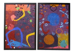 Phillip Alder Music In A Night Garden, Contemporary Diptych Abstract Oils on Canvas 2018