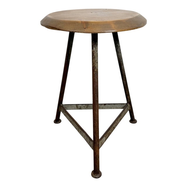Industrial Grey Workshop Stool, 1960s For Sale