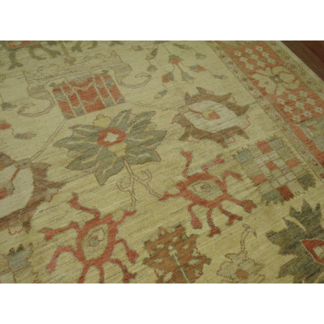 Colorful Oushak made from 100 % hand spun vegetable dyed recycled wool giving it an old world and vintage feel. This piece...