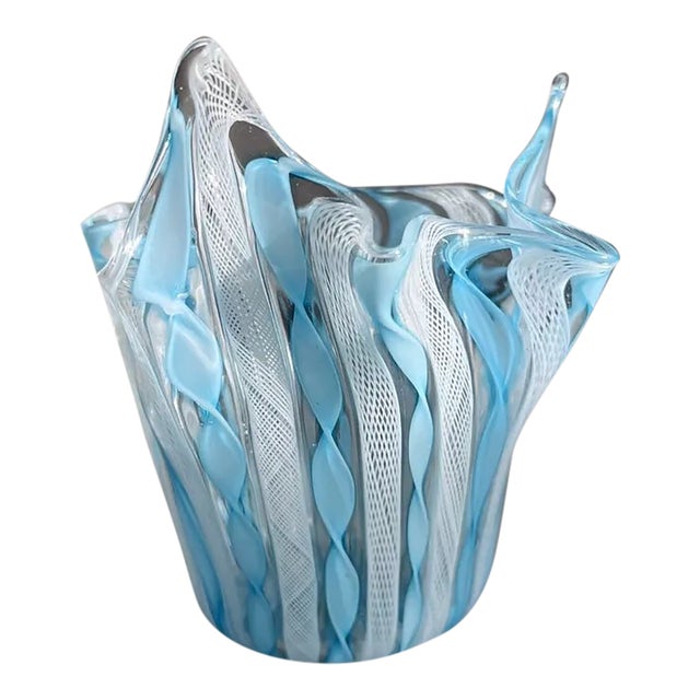 Vintage Murano Glass Handkerchief Vase For Sale