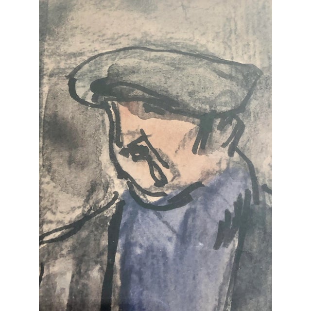 Mid-Century Modern Andre Tondu. French 1903 - 1980. The Cyclist. Watercolor and Pen on Paper For Sale - Image 3 of 8