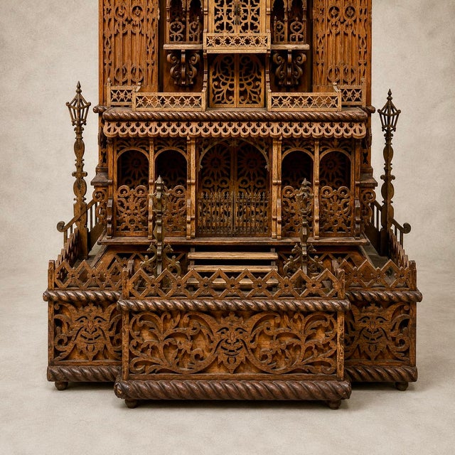 Large Architectural Fretwork Clock Case, 1890s For Sale - Image 5 of 12
