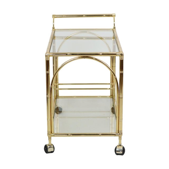Hollywood Regency Faux Bamboo and Glass Bar Cart by Orsenigo, Italy, 1970s For Sale - Image 4 of 13