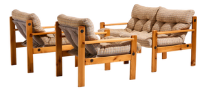 Upholstered Sofa with Chairs, Set of 3