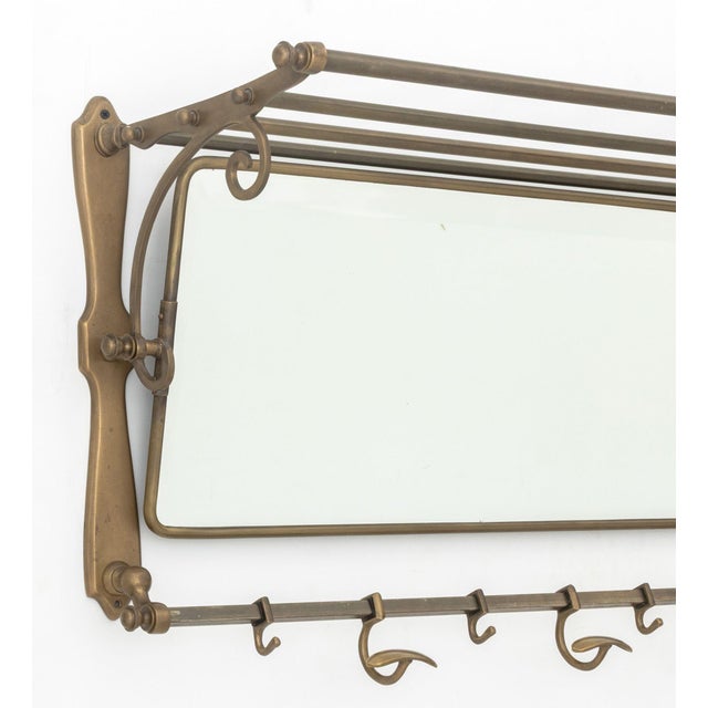 Late 20th Century Art Deco Style Brass Mirrored Coat Rack For Sale - Image 5 of 8