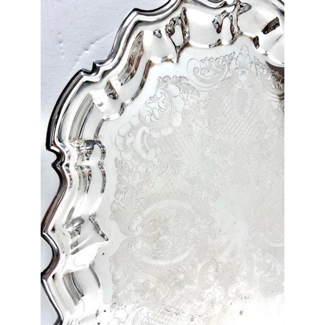 Metal Antique Raimond Silverplate Engraved Gallery Tray, 1920s-1930s For Sale - Image 7 of 12