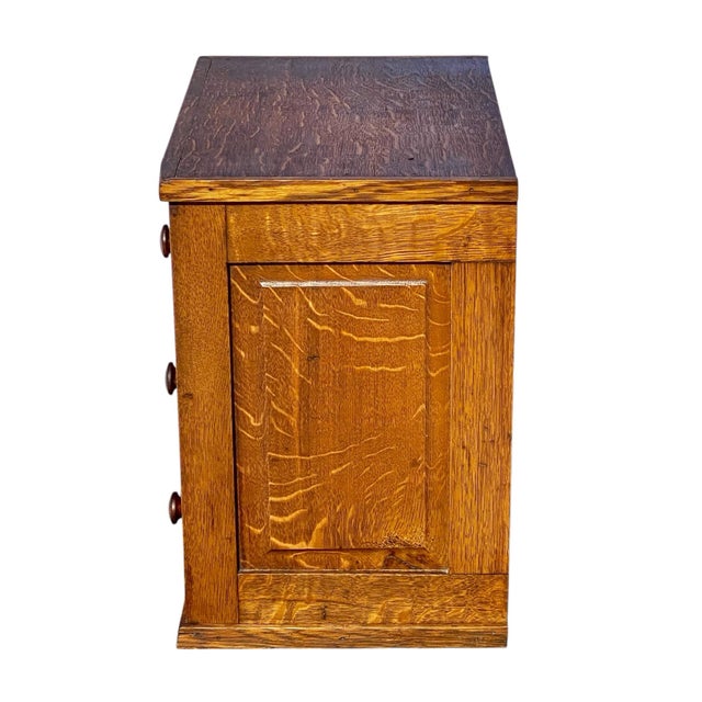 Antique 6 Drawer Tiger Oak Desktop File Cabinet / Card Catalog Cabinet For Sale - Image 10 of 11