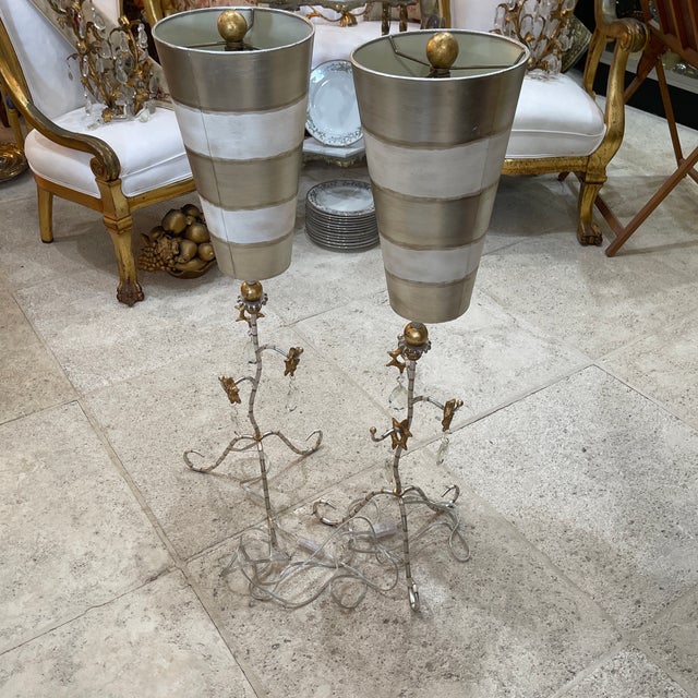 Tivoli Distressed Silver Buffet Table Lamps - a Pair For Sale - Image 9 of 10