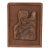 Hand-Carved Wood Relief Portrait With Leather Backdrop and Oak Frame For Sale