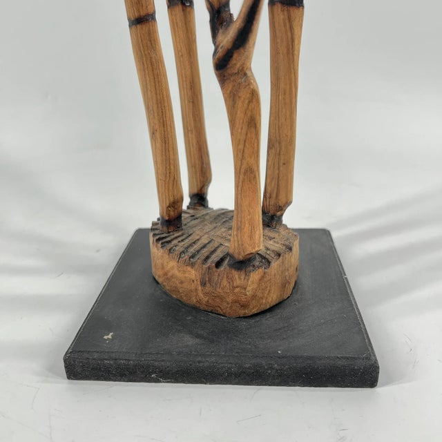 Brown Early 20th Century Giraffe Wood Sculpture on Custom Base For Sale - Image 8 of 11