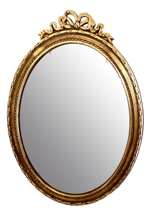 Louis Seize Oval Shaped Giltwood Mirror from Deknudt, Belgium, 1950s