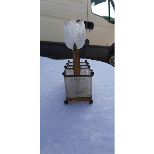 Decorative Elements in Frosted Glass and Brass, 1900, Set of 2 For Sale - Image 15 of 17