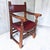 1920s Rare Antique Spanish Revival / Gothic Oak Armchair in Oxblood Leather & Bronze Accents For Sale - Image 5 of 12