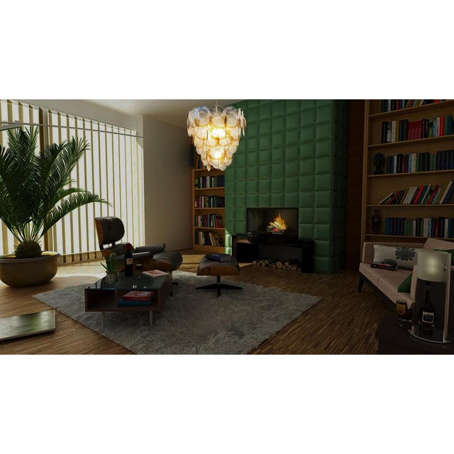 Gold Murano Chandelier with 41 Lattimo Amber Glasses by Mazzega, 1979 For Sale - Image 8 of 17