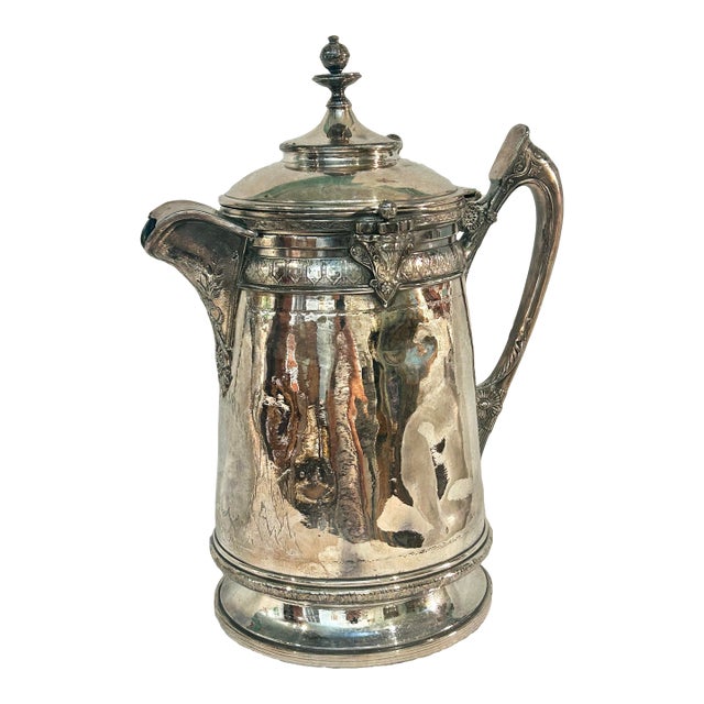 Circa 1880 Reed & Barton Victorian Silverplate Ice Water Pitcher, Patented Design For Sale