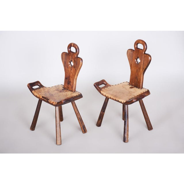 Set of Art Deco Elm & Leather Chairs by Krásná Jizba, 1940s For Sale - Image 15 of 15