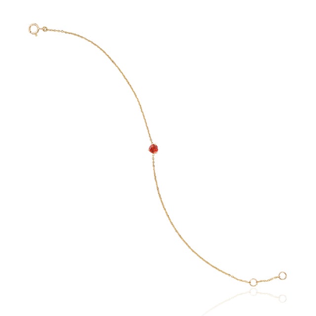 Modern 14k Yellow Gold Heart-Shaped Orange Sapphire Chain Bracelet For Sale - Image 11 of 17