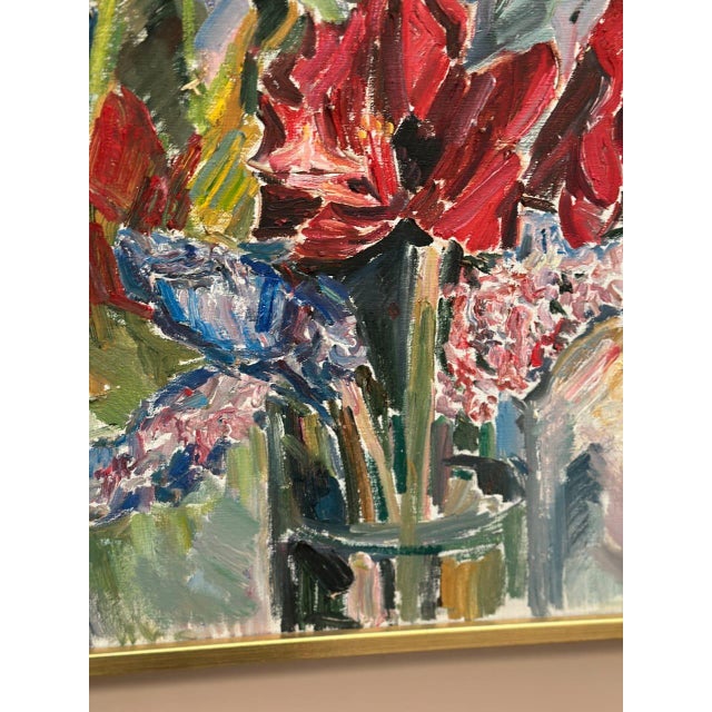 Harry Thomander, Amaryllis and Hyacinths, 1960s, Oil on Canvas, Framed For Sale - Image 5 of 15