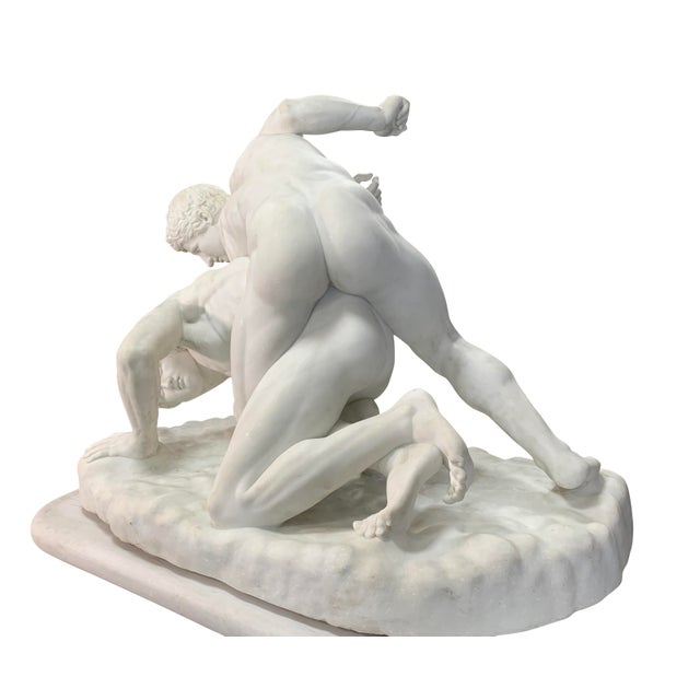 Life Size Italian Carrara Marble Roman Wrestlers Sculpture Grand Tour Antique For Sale In Los Angeles - Image 6 of 6