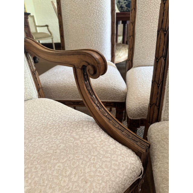 Mid 20th Century Six Carved French Dining Chairs Leopard Upholstery For Sale - Image 5 of 12