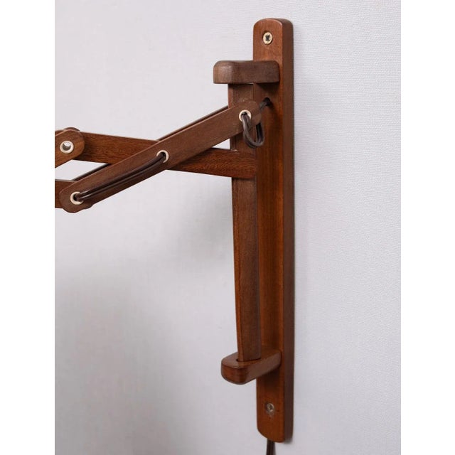 Teak Scissor Wall Lamp, the Netherlands, 1960s For Sale - Image 4 of 11