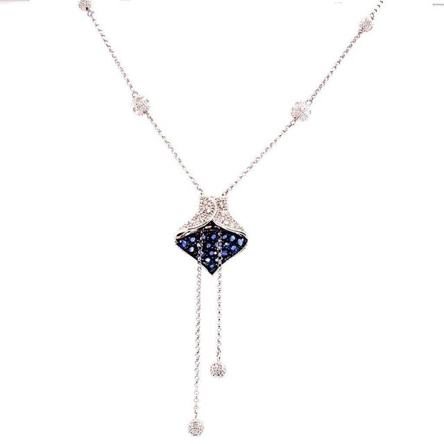 2010s Diamond Sapphire Necklace 1.30 TCW Women Certified For Sale - Image 5 of 9