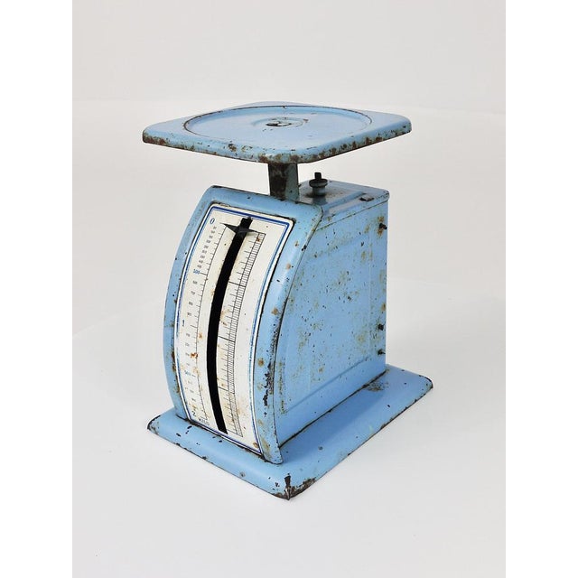 Bauhaus Decorative Blue Avantgarde Letter Scale attributed to Marianne Brandt, Germany, 1930s For Sale - Image 14 of 18