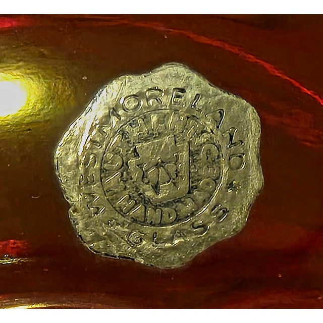 Ruby Red Westmoreland Handmade Ruby Glass Lidded Bowl With Floral Motif, Signed C. Peitier, 1978 For Sale - Image 8 of 12