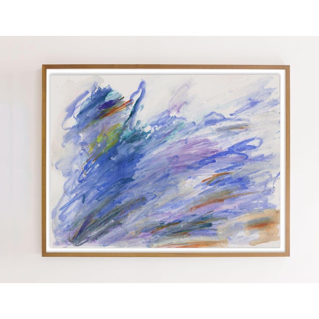 Mid-Century Modern "Lapus Lake", Abstract in Blue by Molly Frances - 50" X 40" For Sale - Image 3 of 8
