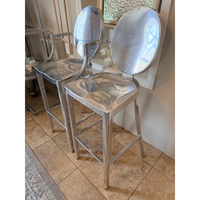 Original 2003 striking of these iconic Philippe Starck for Emeco Bar stools. Thermal treated recycled aluminum/hand...