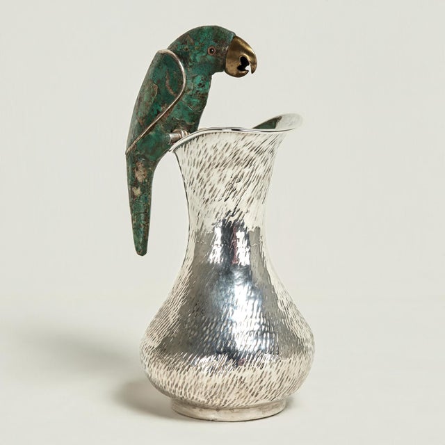 Mid 20th Century Mid Century Silver on Copper Pitcher With Parrot by Los Castillo For Sale - Image 5 of 11
